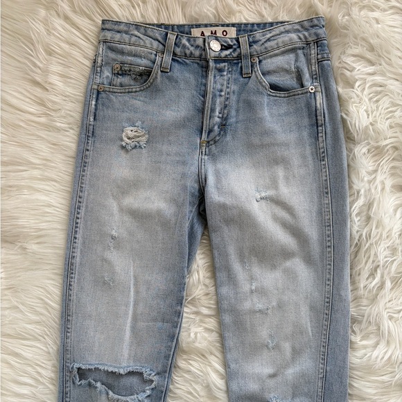 AMO Babe Trippin High Rise Distressed Straight Jeans - Picture 4 of 8